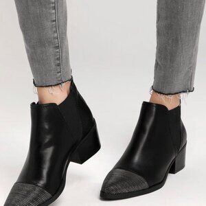 Report Zerega Ankle black Booties silver Chain Pointy Toe Bootie 9.5